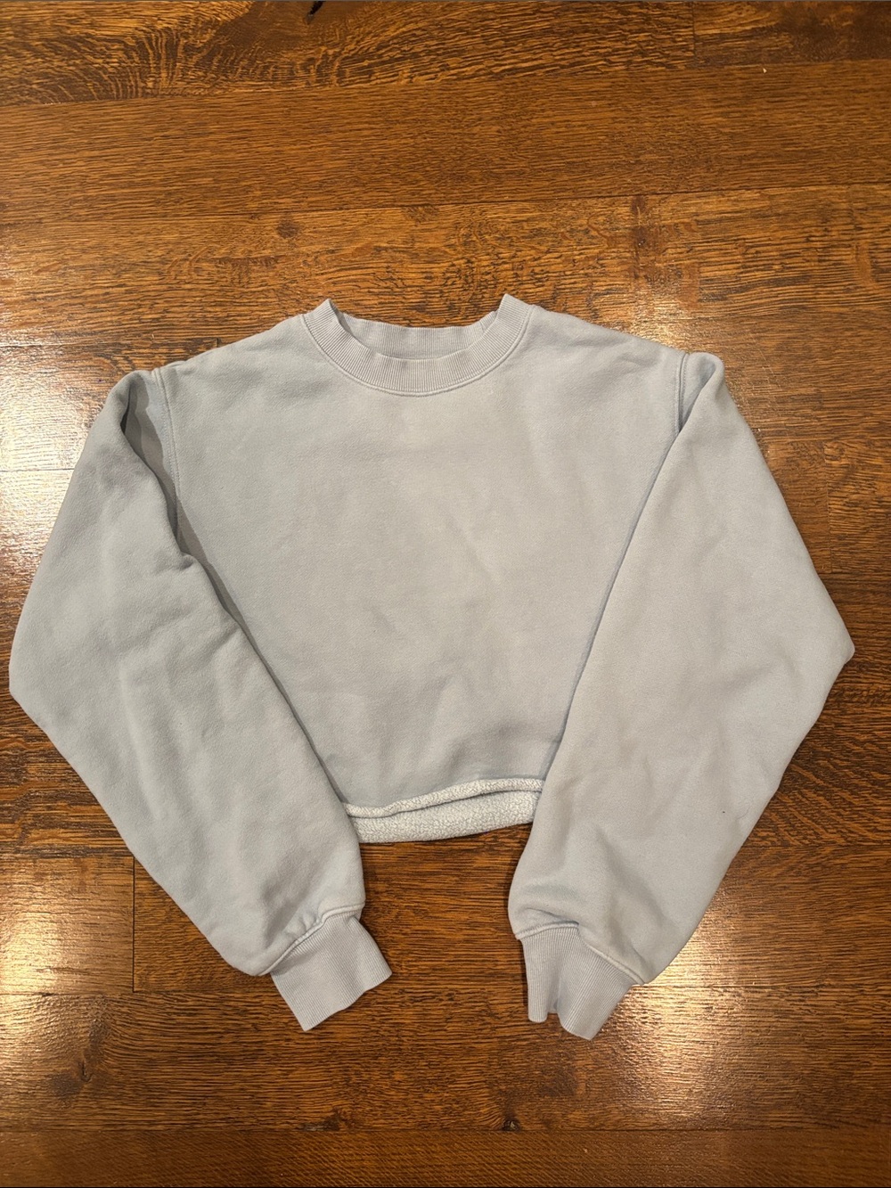 Aritzia Light Blue Cropped Crewneck Sweatshirt